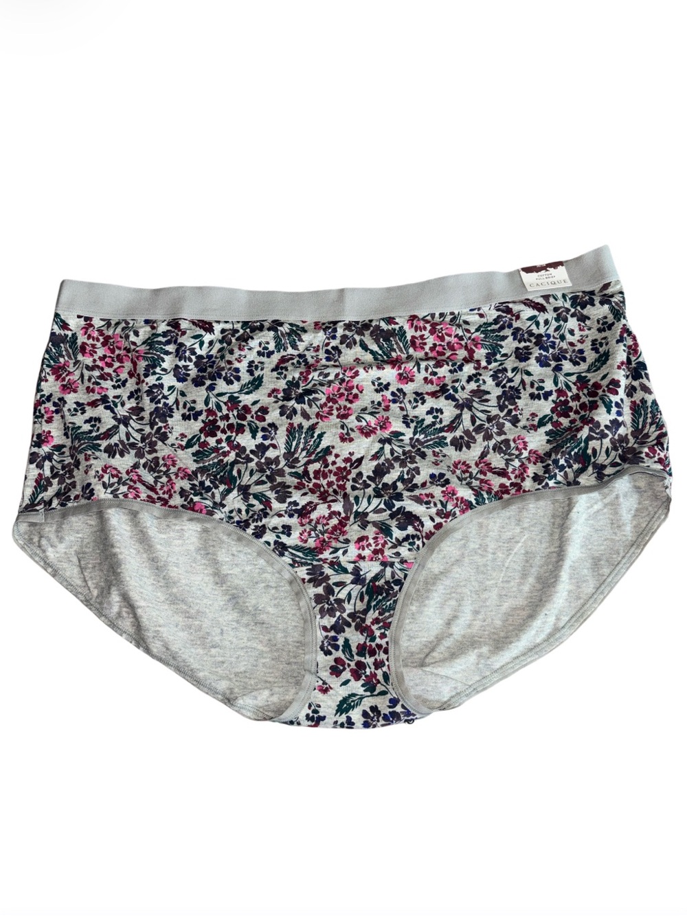 3/$25 Lane Bryant CACIQUE Cotton Full Brief in Gray Mini Floral sz 26/28